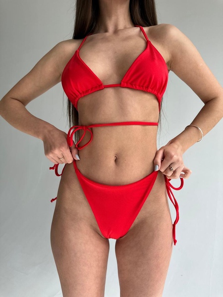 Комплект женский (купальник и купальник) - красный XS 507799-2020 фото