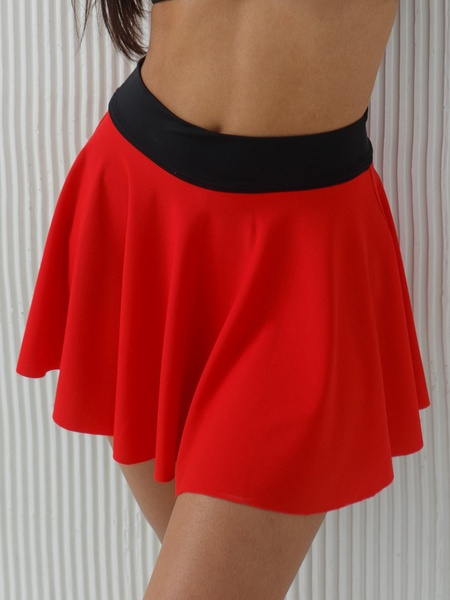 Юбка-шорты женская спортивная - красный - чёрный M 7017-29202 фото