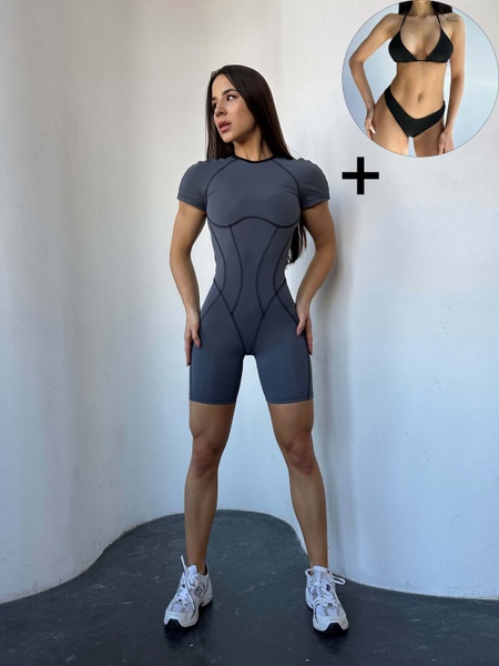 Комплект женский спортивный (комбинезон и купальник) - серый M 5065991-29262 фото