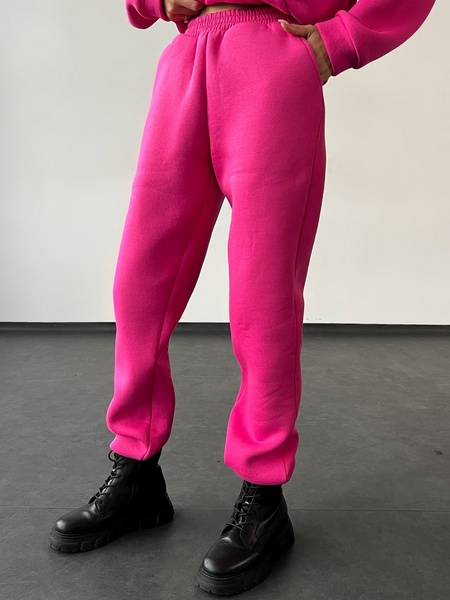 Женские теплые джоггеры - розовый M-L 801088-00241 фото