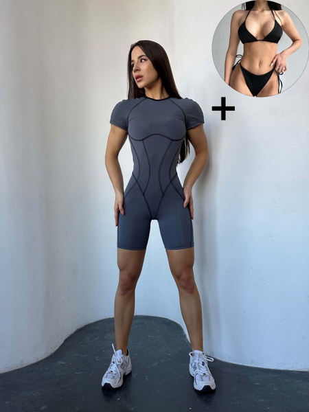 Комплект женский спортивный (комбинезон и купальник) - серый M 5065771-29262 фото
