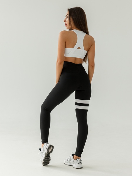 Комплект спортивного одягу (лосини+топ) чорний-білий M 503370-29132 фото