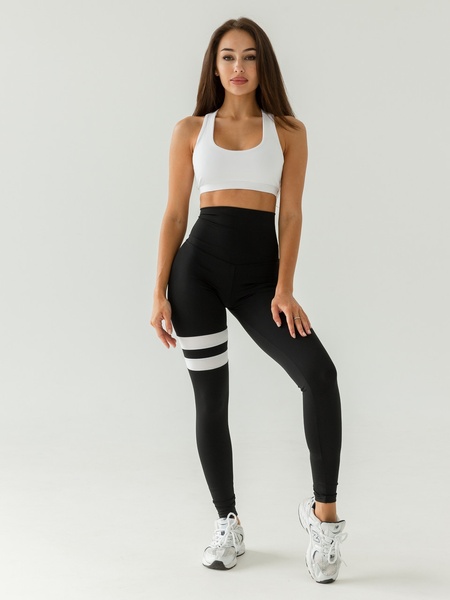 Комплект спортивного одягу (лосини+топ) чорний-білий M 503370-29132 фото