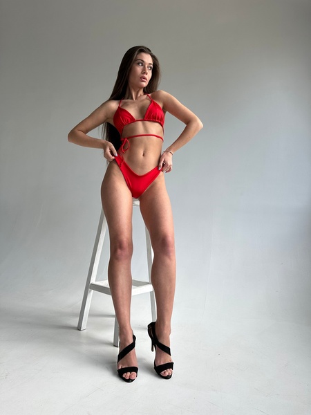 Комплект жіночий (купальник та купальник) - чорний та червоний XS 507799-2920 фото