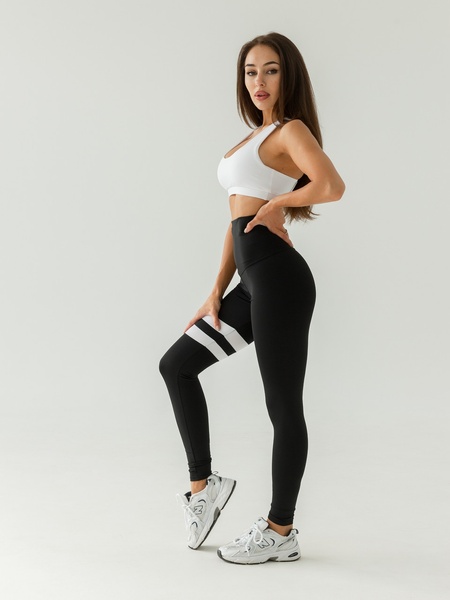 Комплект спортивной одежды (лосины+топ) черный-белый M 503370-29132 фото