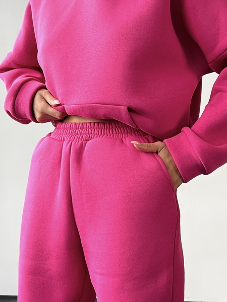 Женский теплый костюм (джоггеры и худи) - розовый M-L 500102-00241 фото