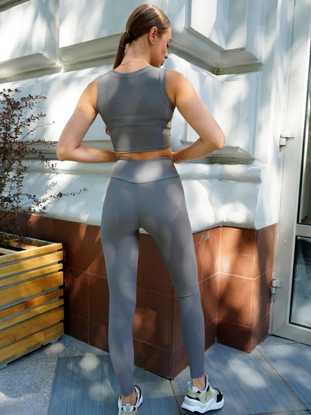 Комплект женский спортивный (лосины и топ) - серый M 50903895-26262 фото