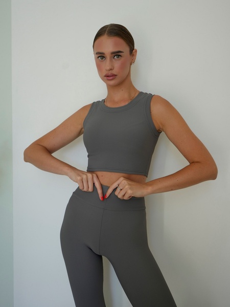 Комплект женский спортивный (лосины и топ) - серый M 50903895-26262 фото