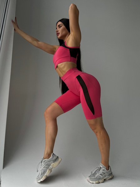 Комплект жіночий спортивний (велосипедки та топ) - Рожевий XS 50993520-2424 фото