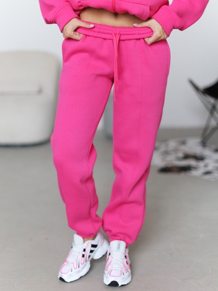 Жіночий теплий костюм (джогери та кофта) - рожевий M-L 50804565-00241 фото
