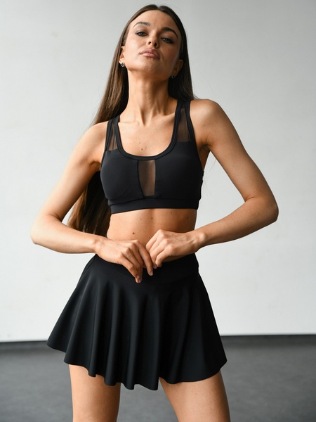 Комплект женский спортивный (юбка-шорты и топ) - черный M 501785-29292 фото
