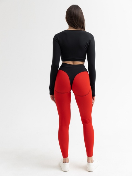 Комплект жіночий спортивний (лосини та рашгард) — червоний M 501430-20292 фото