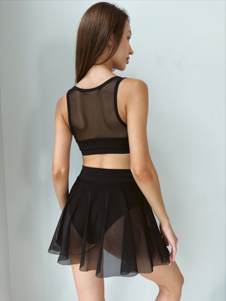 Комплект женский (юбка сетка, топ и плавки высокие) - черный M 50178506-6629292 фото