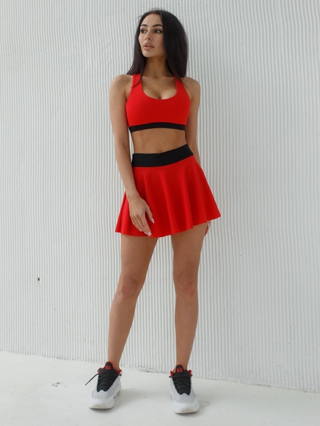 Комплект женский спортивный (юбка-шорты и топ) - красный - чёрный M 501769-29202 фото