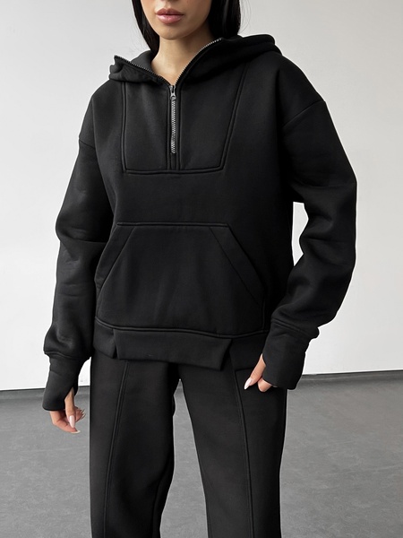 Жіночий теплий костюм (джогери та худі) - чорний XS-S 50804575-0029 фото