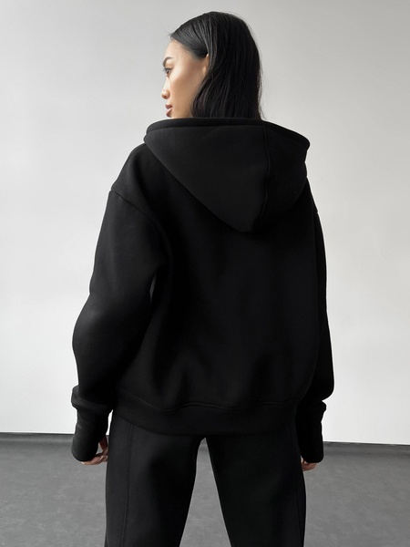 Жіночий теплий костюм (джогери та худі) - чорний M-L 50804575-00291 фото