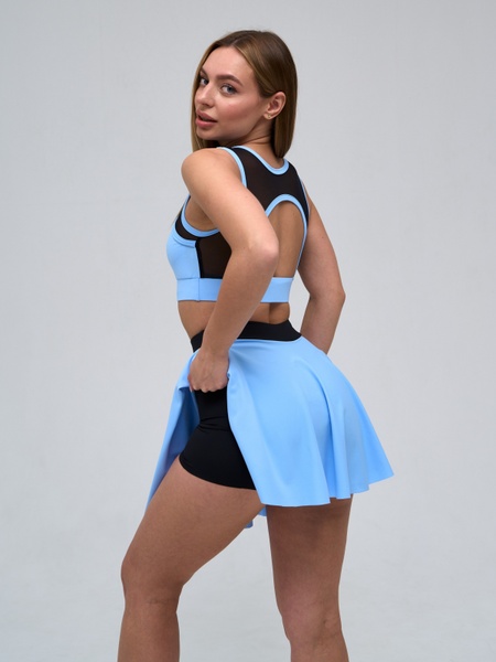 Комплект жіночий спортивний (спідниця-шорти та топ) - Блакитний XS 501720-1616 фото