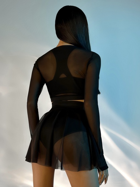 Комплект женский (Юбка, трусики, топ, рашгард) - черный XS 5017067075-66292966 фото