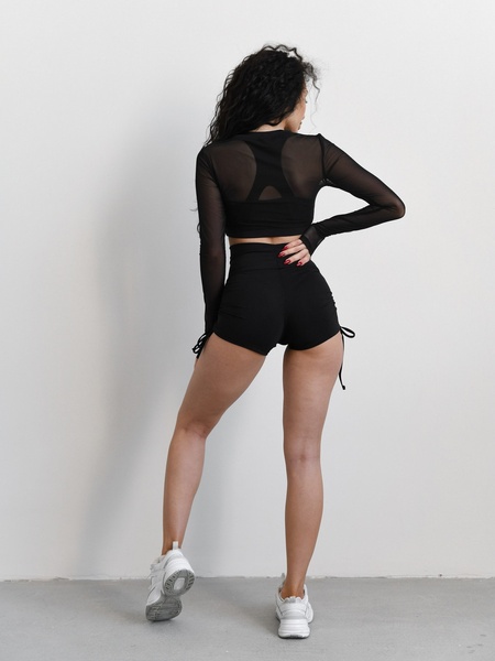 Комплект женский спортивный (шорты, топ и рашгард) - черный M 50257075-2929292 фото