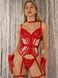 Women's lingerie set (bustier, briefs, garters) - red S 109-DO3749/1 photo 1