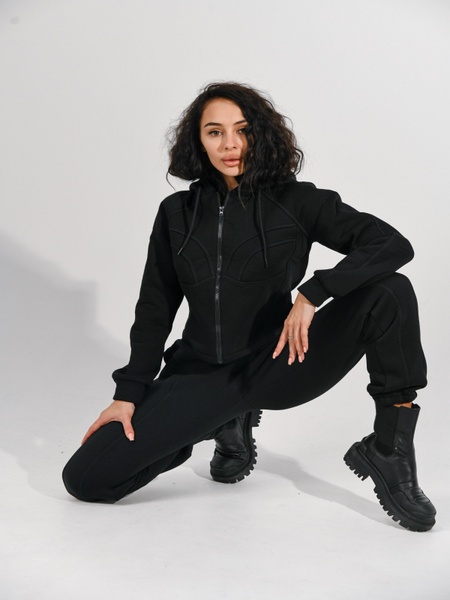 Жіночі теплі джогери на флісі - чорний XS-S 801035-0029 фото