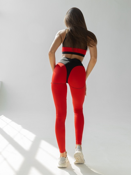 Спортивний жіночий комплект - лосини і топ - червоний M 501485-20202 фото