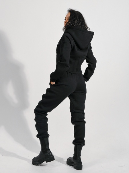 Жіночі теплі джогери на флісі - чорний M-L 801035-00291 фото
