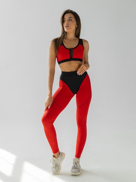Спортивный женский комплект - лосины и топ - красный M 501485-20202 фото