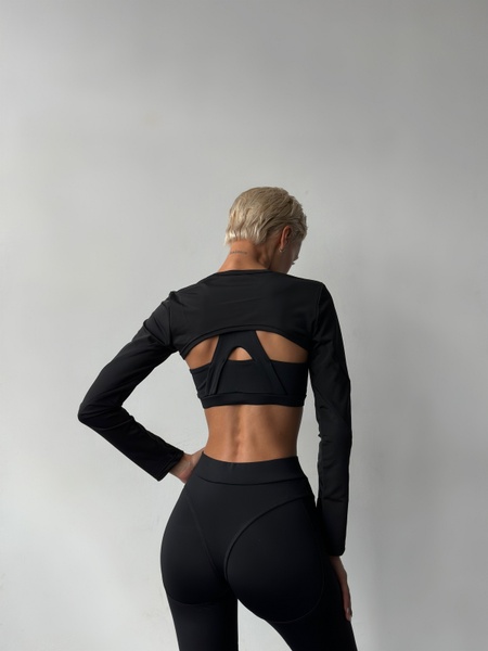 Комплект женский спортивный (лосины, топ и рашгард) - черный M 501470121-2929292 фото