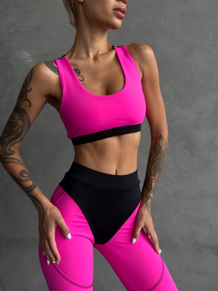 Спортивний жіночий комплект - топ і лосини Push-up - рожевий M 501469-24242 фото