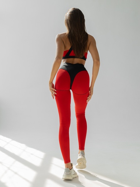 Спортивний жіночий комплект - лосини і топ - червоний M 501469-20202 фото
