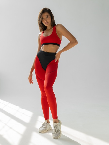 Спортивный женский комплект - лосины и топ - красный M 501469-20202 фото