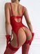 Women's lingerie set (longline bustier, briefs, stockings) - red S 109-DO3987/2 photo 2